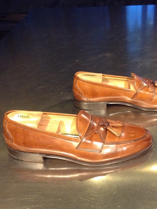 Johnson & Murphy Cellini Men\'s 13M Brown Leather Tassel Loafers Made Italy VGC main image 12